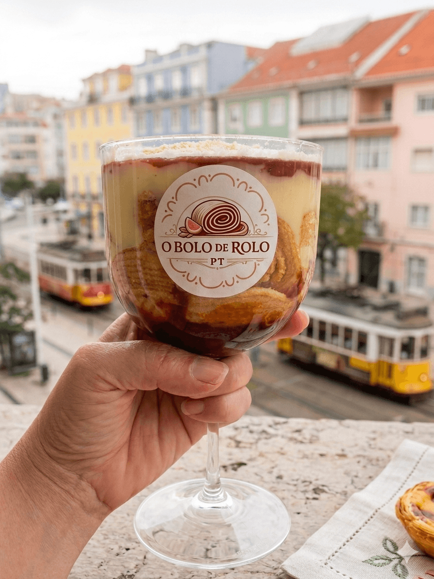 Bolo de rolo servido em taça média
